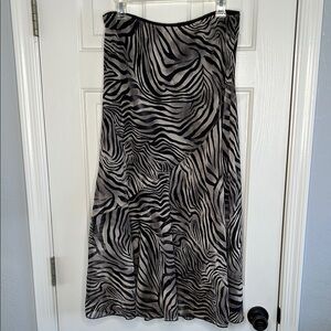Vintage midi skirt zebra print shimmer Metro Wear elastic waist size Large